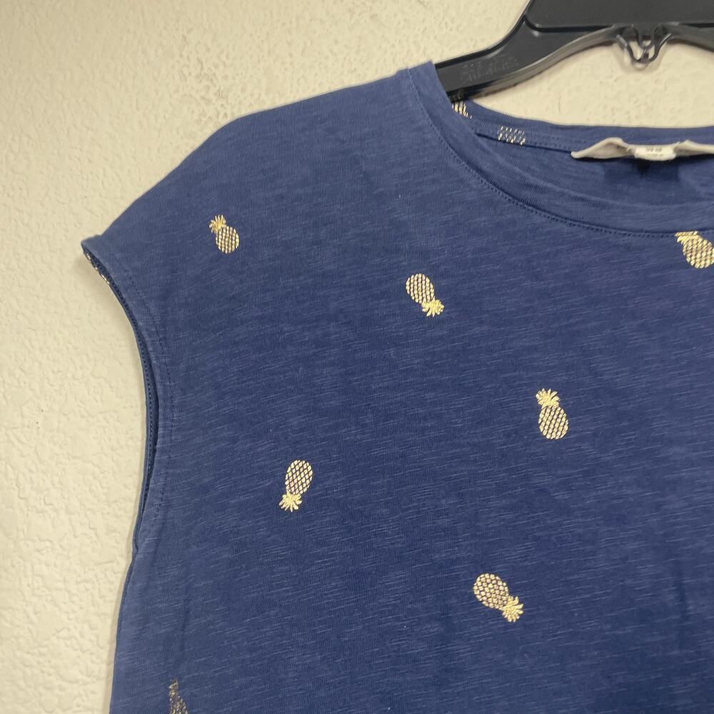 Boden 4 Leah Jersey T-Shirt Mini Dress Blue Cotton Pineapple Print Cap Sleeves - Picture 5 of 9